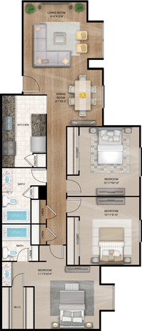 Jamestown - Three Bedrooms / Two Baths - 1,067 Sq.Ft.*